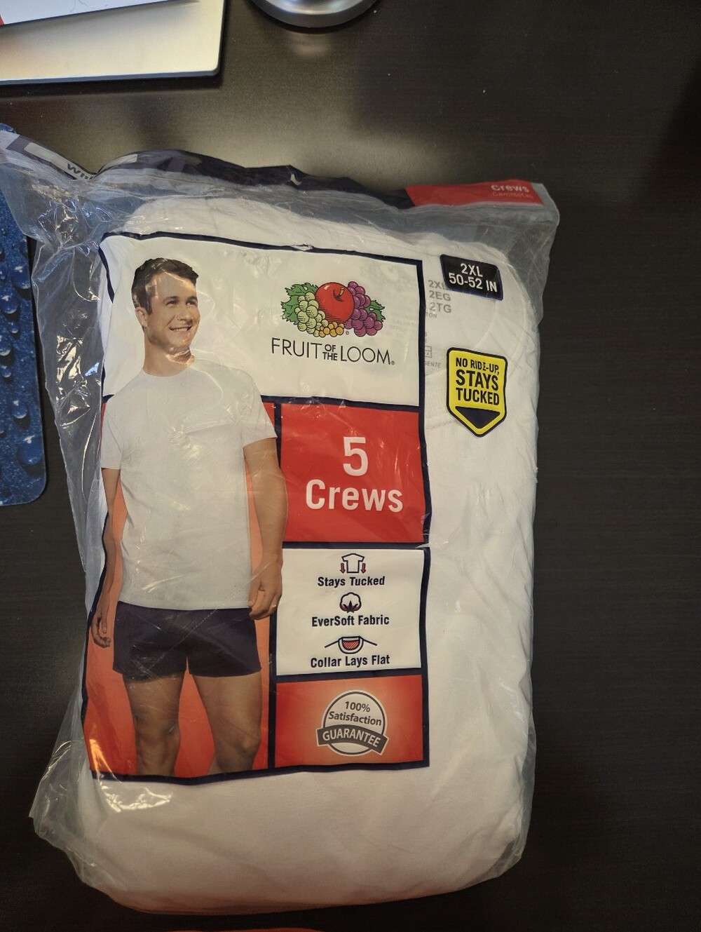 Fruit of the Loom White crew undershirts-Men Size 2XL-New in Package-Eversoft
